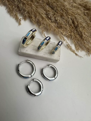 Mineli Altın Kaplama Set Küpe