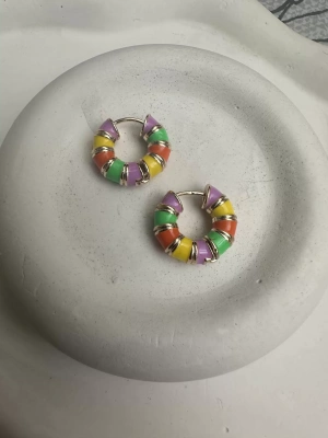 Mineli Tasarım Renk Halka Küpe