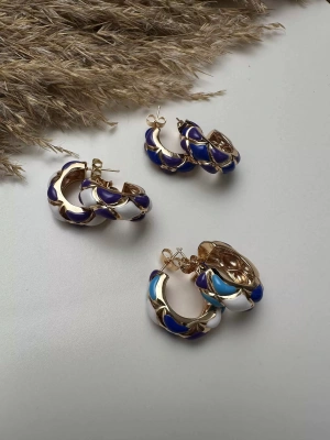 Mineli Tasarım Renk Halka Küpe