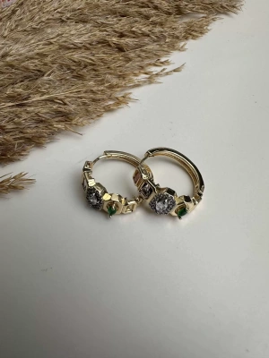 Özel Seri altın kaplama renkli taşlı halkı küpe