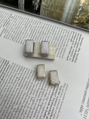 Özel Seri Altın Kaplama Taş Kare Küpe (Büyük Boy)