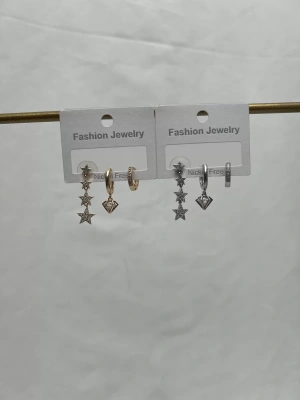 Özel Seri Elmas Detaylı Yıldız Üçlü Set Küpe