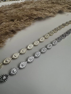 Özel Seri Göz Detaylı Altın Kaplama Bileklik