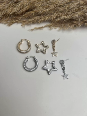 Özel Seri Halka Yıldız Fiğürlü Üçlü Set Küpe