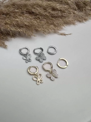 Özel Seri Kelebek Üçlü Set Küpe