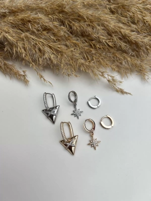 Özel Seri Kuzey Yıldızı Üçgen Üçlü Set Küpe