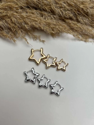 Özel Seri Plakası Taş Yıldız Üçlü Set Küpe