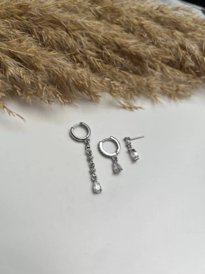 Özel Seri Taş Sallantılı Üçlü Set Küpe