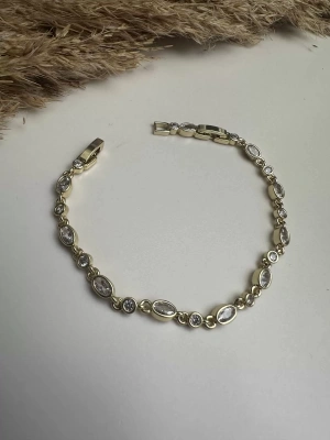 Özel Seri Yassı Yuvarlak Taş Detaylı Bileklik