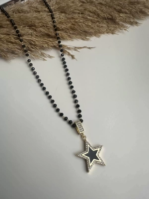 Siyah Boncuk Yıldız Kolye