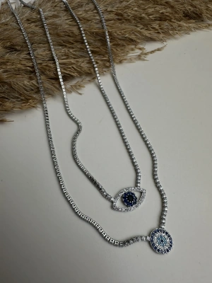 Su Yolu Figür Detaylı (Göz -Nazarlı) Altın Kaplama Kolye