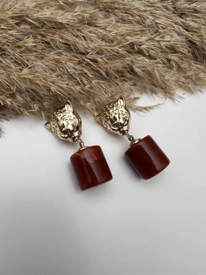 Tasarım Aslan Kafalı Kemik Küpe