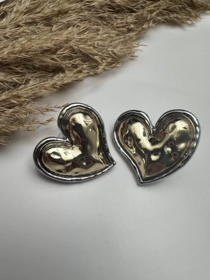 Tasarım Çift Renk Kalp Küpe