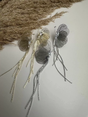 Tasarım Kelebek Taşlı Küpe