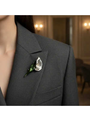 Tasarım Lale Model Broş Mineli