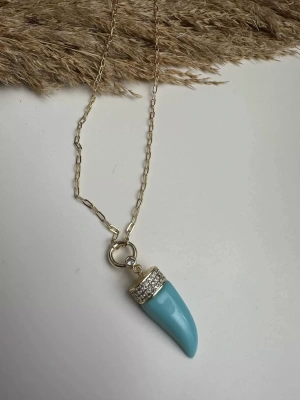 Tasarım Mavi Mineli Kolye