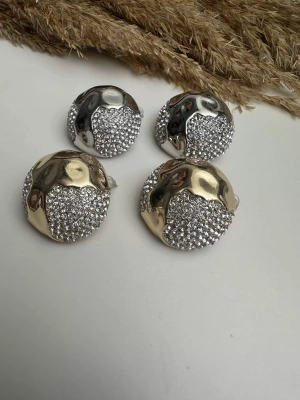 Tasarım Taşlı Yuvarlak Plaka Küpe