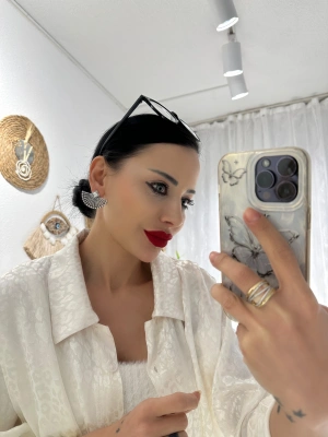 Tasarım Vintage Taşlı Küpe