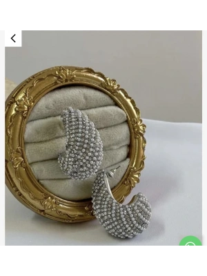 Taşlı İnci Model Tasarım Küpe