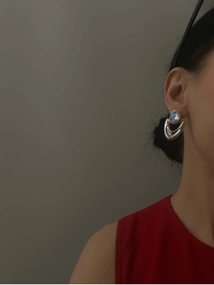 Taşlı Plaka Küpe MNg Model