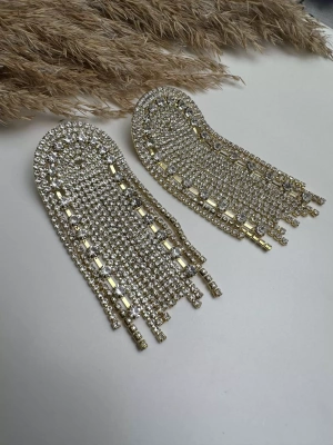 Taşlı Salllantılı Tasarım Küpe