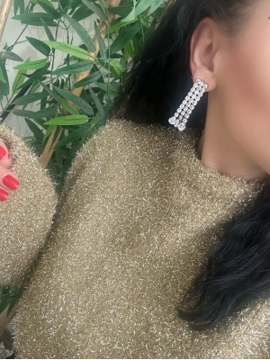 Taşlı Su Yolu Altın Kaplama Özel Seri Küpe