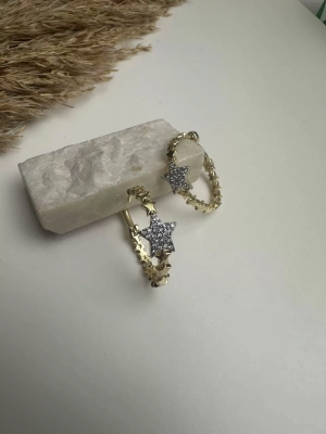 Taşlı Yıldız Altın Kaplama Küpe