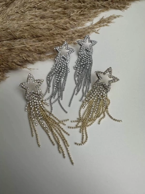 Taşlı Yıldız Küpe