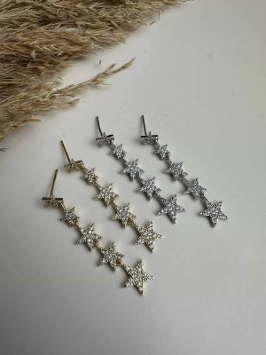 Taşlı Yıldız Küpe Altın Kaplama