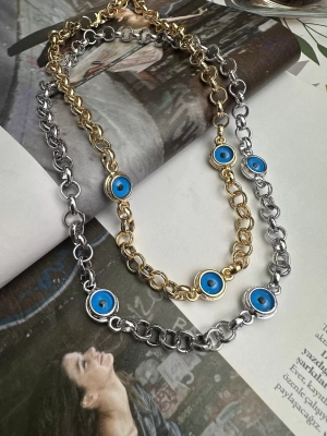 Üç Boncuk Nazarlı Kolye