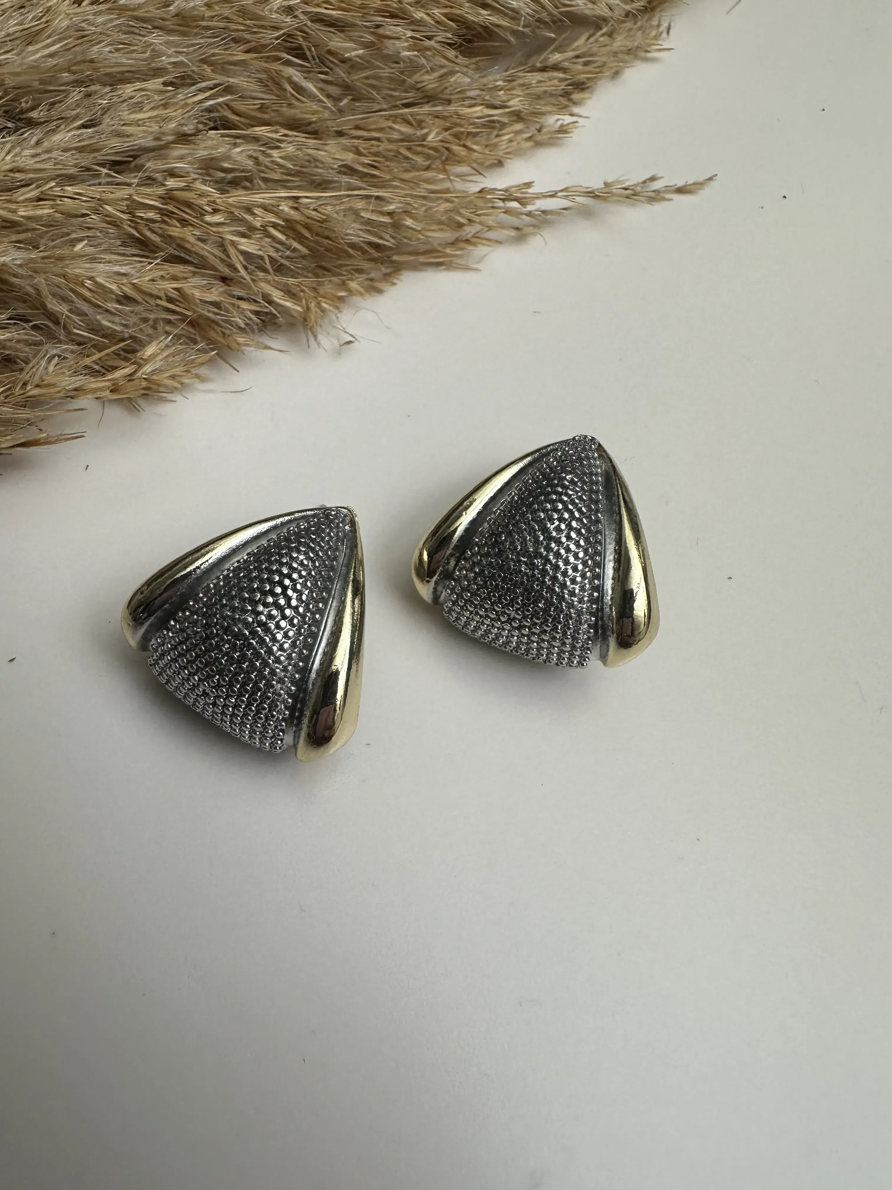 Üçgen Çift Renk ZrA Küpe