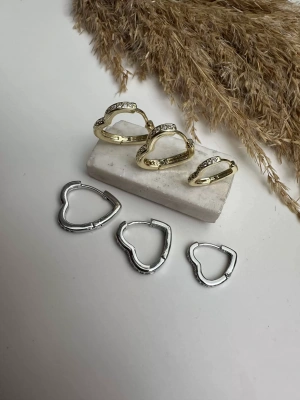 Üçlü Altın Kaplama Kalp Set Küpe