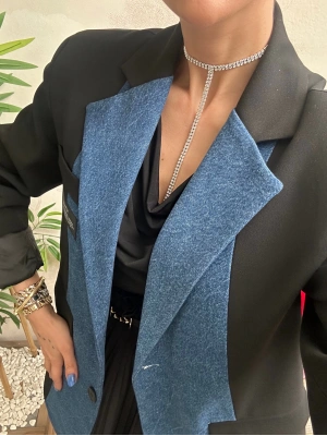 V Taşlı Tasarım Su Yolu Kolye