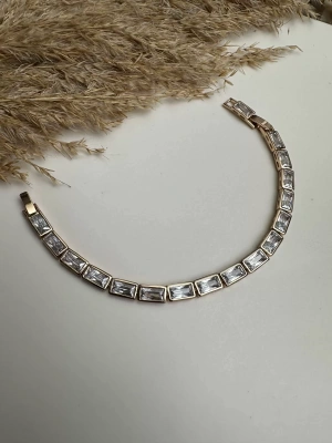 Yassı Taşlı Altın Kaplama Bileklik