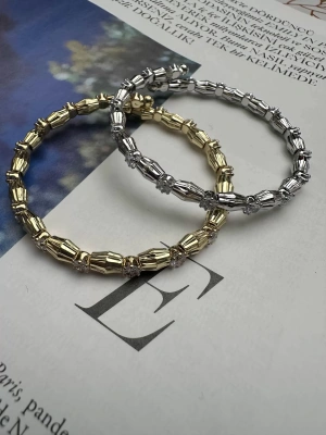 Yassı Taşlı Tasarım Altın Kaplama Bileklik