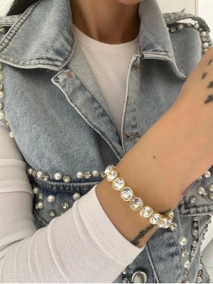 Yuvarlak Taşlı Lastikli Bileklik