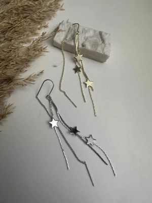 Zincir sallantılı figür detaylı tasarım zincirli küpe