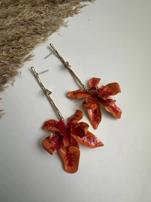 ZRA Turuncu Çiçek Küpe