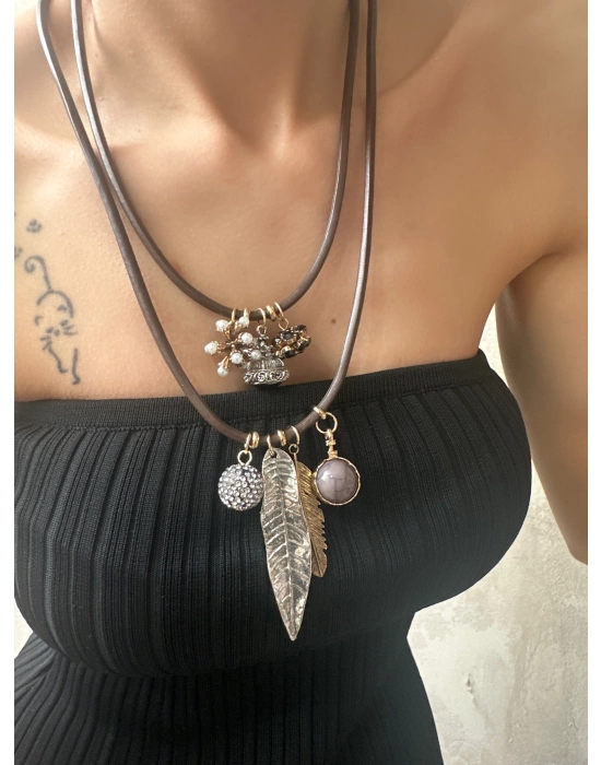 Tasarım Marka Muadili Charm Detaylı Kolye
