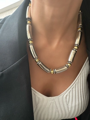 Boru Boncuk Taşlı Tasarım Kolye