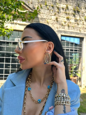 Çift Renk Plaka Küpe