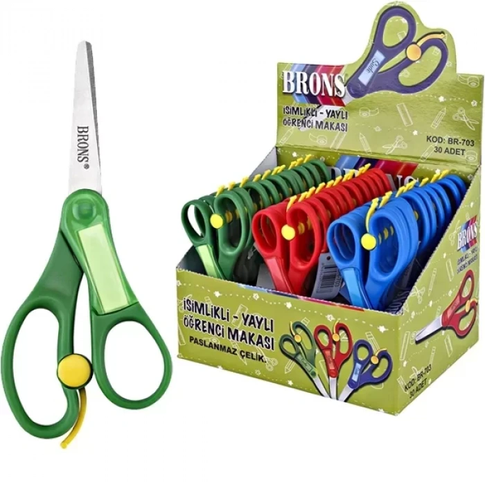 Brons Öğrenci Makası Yaylı İsimlikli 30 Adet