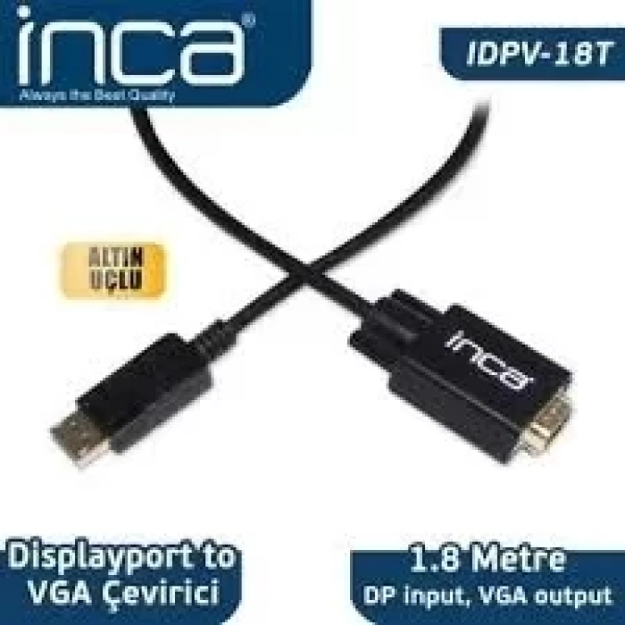 INCA IDPV-18T DİSPLAYPORT TO VGA KABLO 1.8 MT