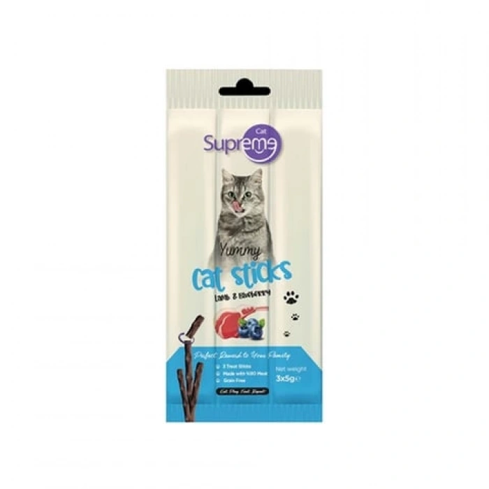 Supreme Kedi 3x5gr Kuzu ve Yaban Mersini Ödül Çubuk