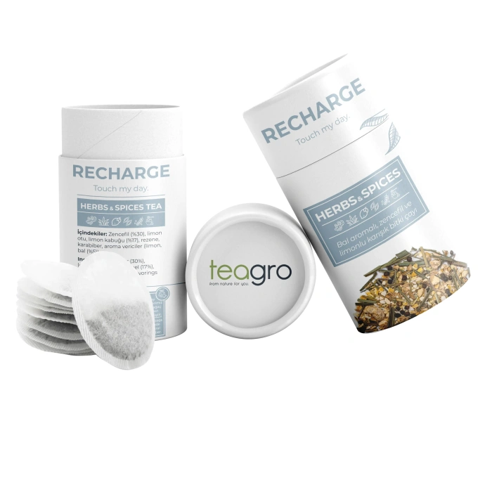 Teagro Recharge Bal Aromalı, Zencefil Ve Limonlu Karışık Bitki Çayı
