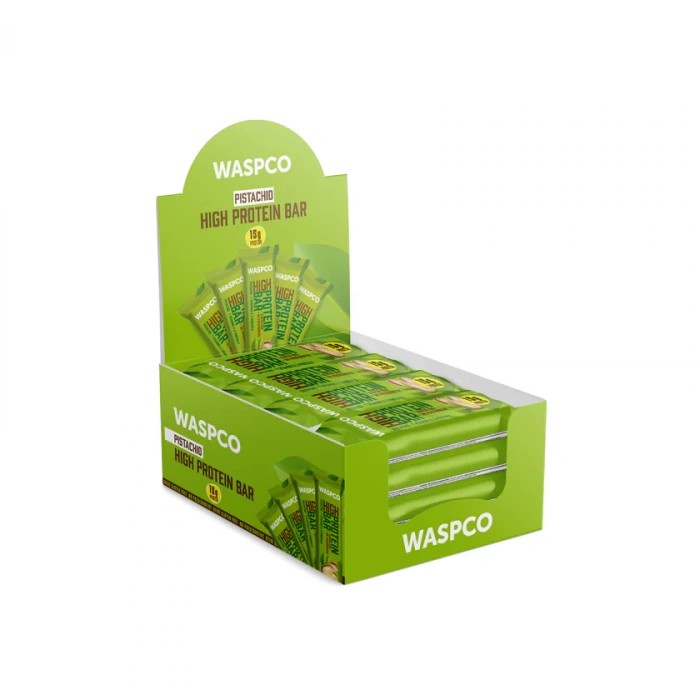 WASPCO Antep Fıstıklı Yüksek Protein Bar 50g x 30 Adet