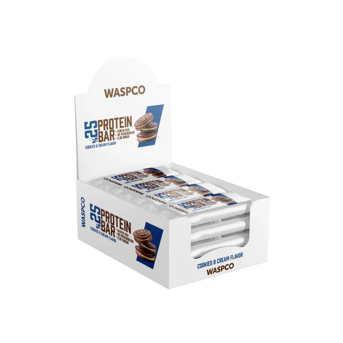 WASPCO Bitter Çikolata Kaplı Bisküvi Aromalı Protein Bar 36g x 12 Adet