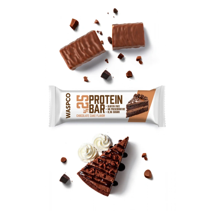 WASPCO Bitter Çikolata Kaplı Çikolatalı Kek Aromalı Protein Bar 36G x 12 Adet