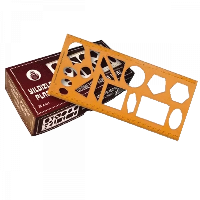 Yıldızlar Geometrik Şablon Cetvelli Atatürklü 25 CM 24 Adet