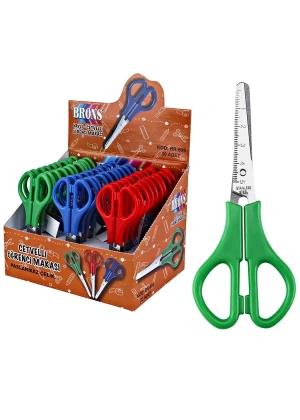 Brons Öğrenci Makası Cetvelli 30 Adet